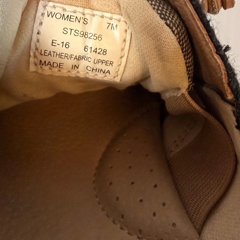 Sperry Women's Boat Shoes‎ Grey Tan Leather Fabric Lace Up Size 7M